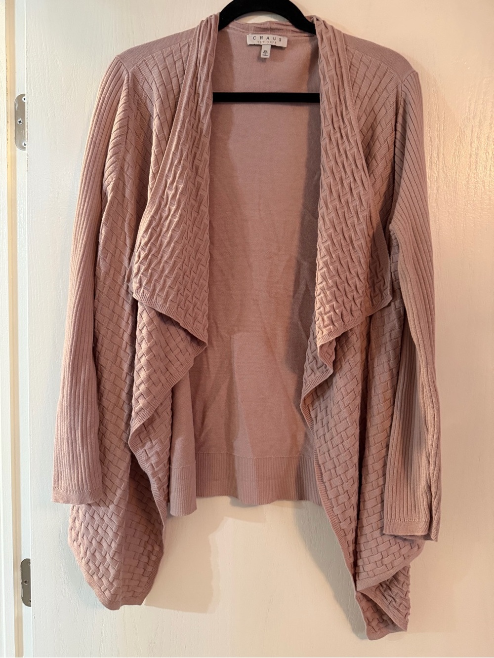 Chaus Dusty Rose Open-Front Draped Cardigan